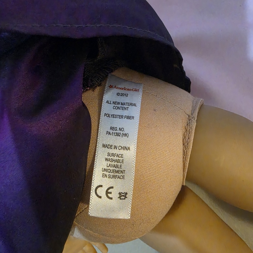 American Girl 18" Doll Blonde Hair Brown Eyes Purple Dress & Shoes EUC 2012 - Picture 7 of 7